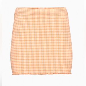 Wilfred Peach Gingham Mini Reunion Skirt in Hayward. Size Large